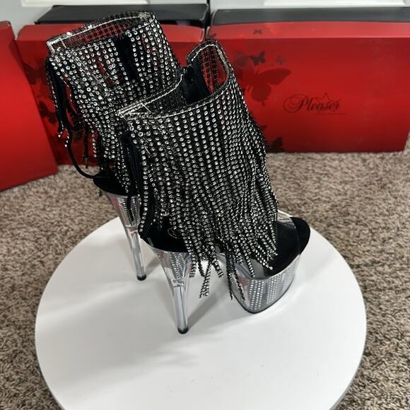 Adore-1017SRS Black Rhinestone Fringe Bootie $110 - Picture 11 of 16